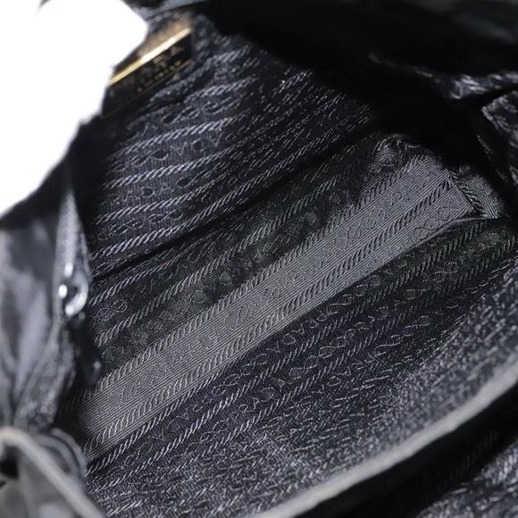 PRADA Hand Bag Nylon Black Gold Auth 90752 - Picture 10 of 16